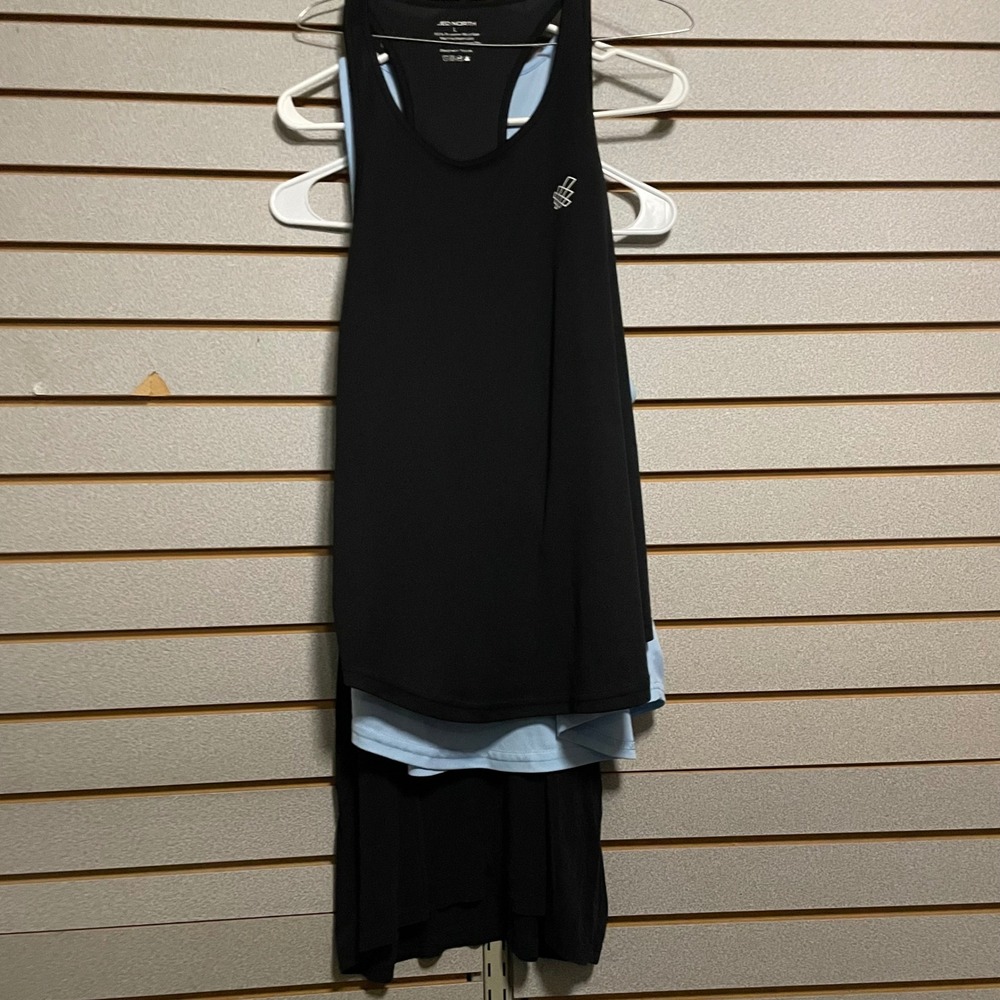 Lot of 3 Jed North Womens Double Layer Tank Top Light Blue Racerback Athletic L